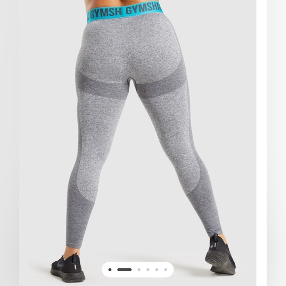 Gymshark Mid-rise Flex Leggings Gray and Turquoise Size Large - Picture 2 of 8